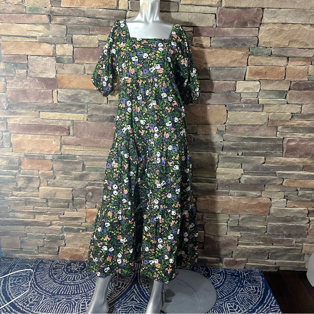 Violet Romance  midi -maxi dress with puff sleeves in ditsy floral print…